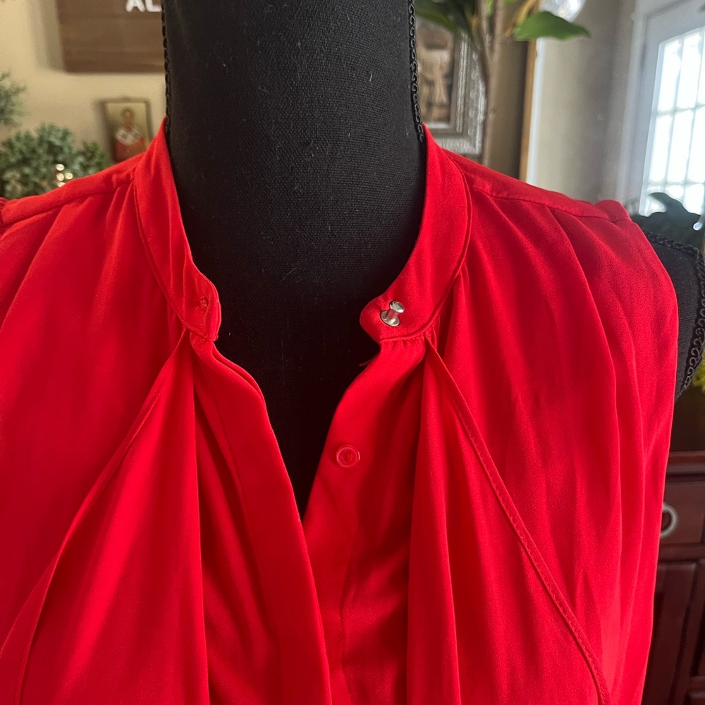 H&M Bold Red Flowy Tunic Top - Picture 3 of 5